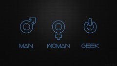 Men woman geek black background funny digital art