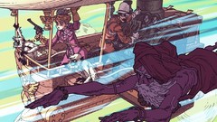 Men woman Guns Zeppelin India steampunk flying monkeys artwork