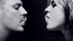 Men woman smoking grayscale