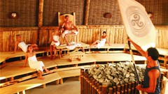 Men woman Stonehenge Sauna