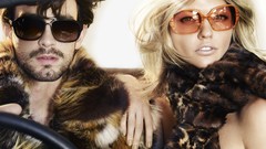Men woman sunglasses models fur clothing fashion photography