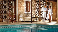 Men woman swimming pools