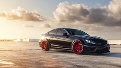 Mercedes-Benz C63 AMG Car tuning vehicle clouds sky black cars