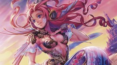 Mermaids long hair anime girls blue eyes redheads artwork 