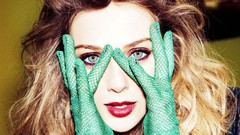 Mesh gloves faces brunettes red lipstick elizabeth olsen 