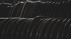 Metal chairs brown shiny Stacked