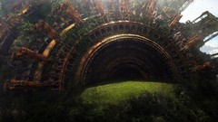 Metallic caves monolith fantasy art