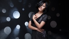 Metallic dress asians models black hair Korean Ryu Ji Hye