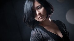 Metallic dress asians models black hair Korean Ryu Ji Hye