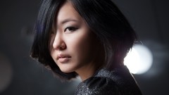 Metallic dress asians models black hair Korean Ryu Ji Hye