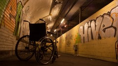Metro graffiti Paris subway abandoned urban wheelchair Saint 