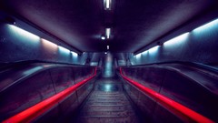 Metro wall dark light underground wet floor cityscapes 