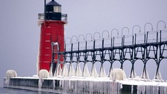 Michigan Haven south piers lighthouses