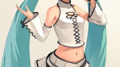 Microphones hatsune miku vocaloid open mouth twintails Simple 