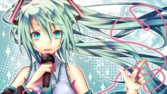 Microphones long hair anime girls hatsune miku vocaloid open 