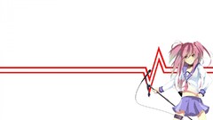 Microphones pink hair anime girls school uniforms angel beats 