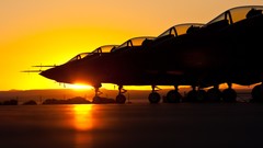Military silhouettes sunlight fighter jets US Marines Corps