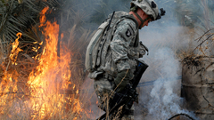 Military soldier fire flame