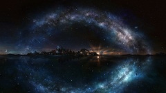 Milky Way space art digital art fantasy art landscape Stars moon