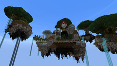 minecraft floating island waterfall video games screen shot