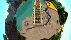 Minecraft railroad tracks fisheye