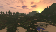 minecraft sunset video games forest PC gaming screen shot