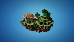 minecraft video games House floating island Simple Background