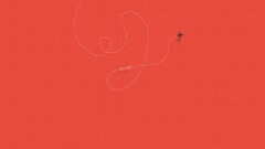 Minimalism Aircraft lines pattern digital art orange background