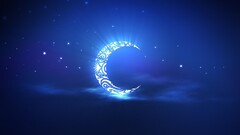 Minimalism blue moon artwork night Stars crescent moon