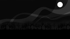 Minimalism moon digital art landscape monochrome