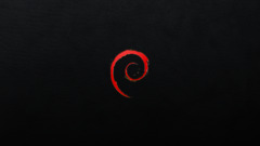 Minimalism red black black background artwork debian