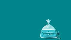 Minimalism Simple Background blue background humor artwork shark