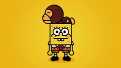 Minimalism SpongeBob SquarePants cartoon yellow background