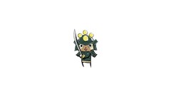 Minimalism white Monster Hunter Felyne samurai white background