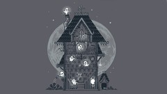 Minimalistic houses ghosts digital