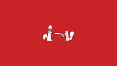 Minimalistic red funny squirrels