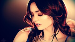 miranda kerr closed eyes artwork Women portrait face redhead
