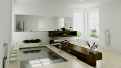 Mirrors bathroom interior 3d