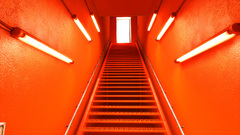 Mirrors edge orange stairways