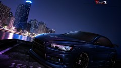 Mitsubishi Evo cityscapes pink
