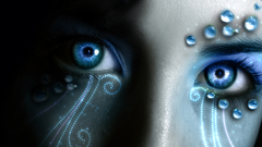 Model wet blue eyes