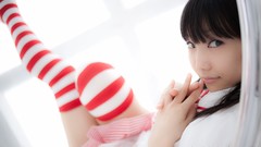 Models cosplay striped legwear Lenfried