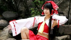 Models hakurei reimu touhou miko cosplay detached sleeves 