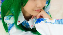 Models kochiya sanae green hair touhou cosplay detached sleeves 