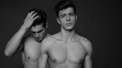Models Men topless grayscale