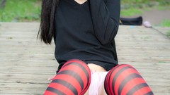 Models pangya kooh cosplay striped legwear Lenfried