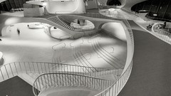 Modern architecture indoors grayscale