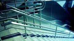 Modern architecture shadows sunlight stairways