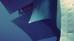 Modern evening architecture buildings