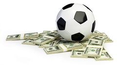 Money currency bills soccer cash dollar bills football ball 